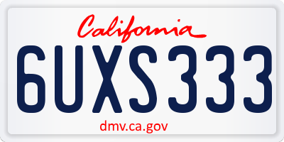 CA license plate 6UXS333
