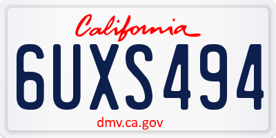 CA license plate 6UXS494