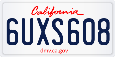 CA license plate 6UXS608