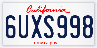CA license plate 6UXS998