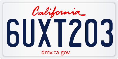 CA license plate 6UXT203