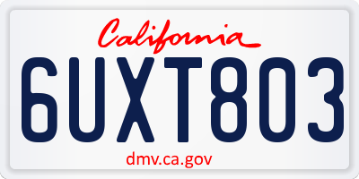 CA license plate 6UXT803