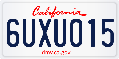 CA license plate 6UXU015