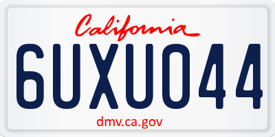 CA license plate 6UXU044