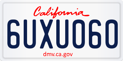 CA license plate 6UXU060