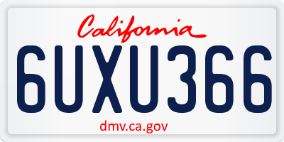CA license plate 6UXU366