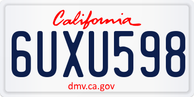 CA license plate 6UXU598