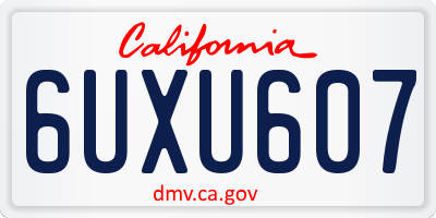 CA license plate 6UXU607