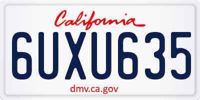 CA license plate 6UXU635