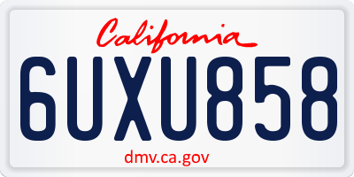 CA license plate 6UXU858