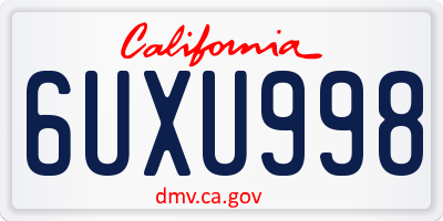 CA license plate 6UXU998