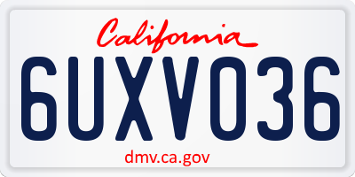 CA license plate 6UXV036