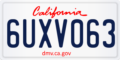 CA license plate 6UXV063