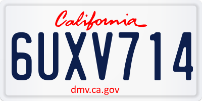 CA license plate 6UXV714
