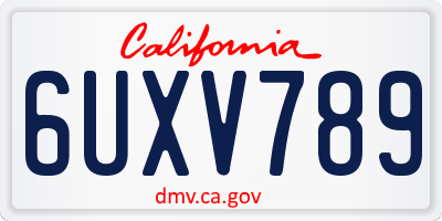 CA license plate 6UXV789