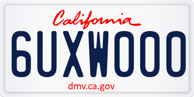 CA license plate 6UXW000