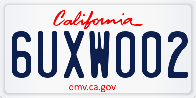 CA license plate 6UXW002