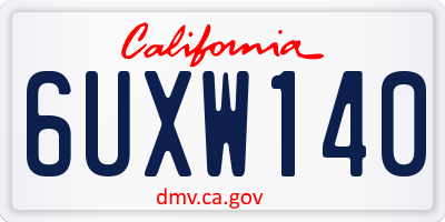 CA license plate 6UXW140
