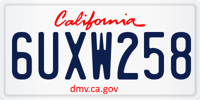CA license plate 6UXW258