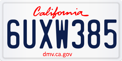CA license plate 6UXW385