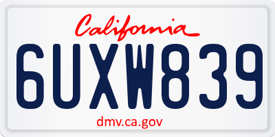 CA license plate 6UXW839