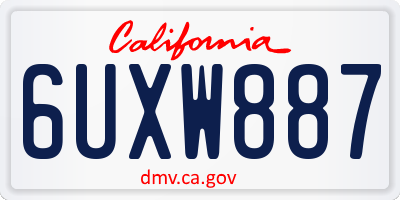 CA license plate 6UXW887