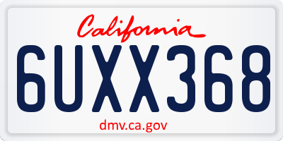 CA license plate 6UXX368