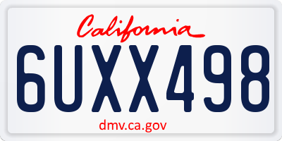CA license plate 6UXX498