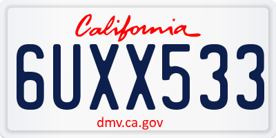 CA license plate 6UXX533