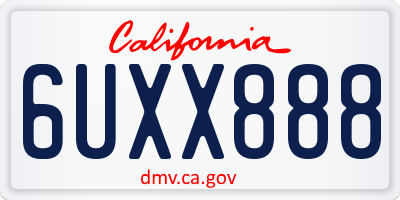 CA license plate 6UXX888