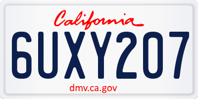 CA license plate 6UXY207
