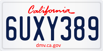 CA license plate 6UXY389
