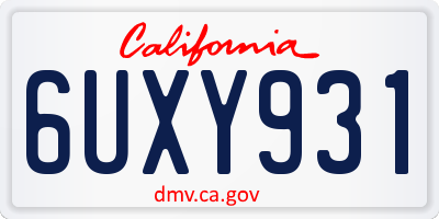 CA license plate 6UXY931