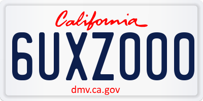 CA license plate 6UXZ000