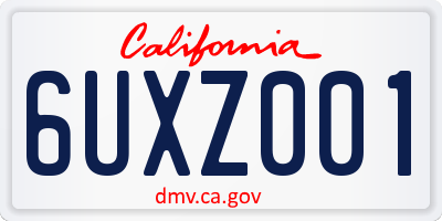 CA license plate 6UXZ001