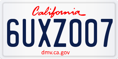 CA license plate 6UXZ007
