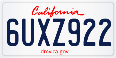 CA license plate 6UXZ922