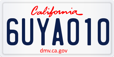 CA license plate 6UYA010