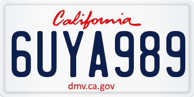 CA license plate 6UYA989