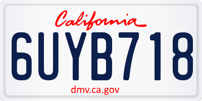 CA license plate 6UYB718