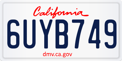 CA license plate 6UYB749