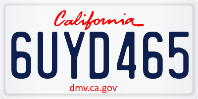 CA license plate 6UYD465