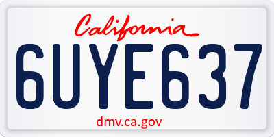 CA license plate 6UYE637