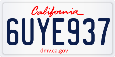 CA license plate 6UYE937