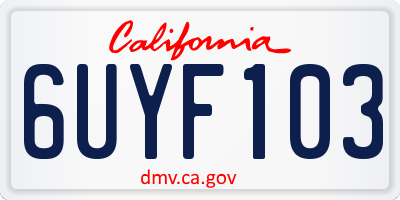 CA license plate 6UYF103