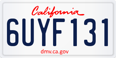 CA license plate 6UYF131