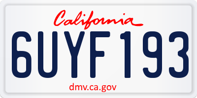 CA license plate 6UYF193