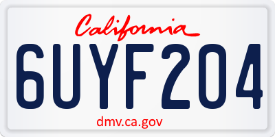 CA license plate 6UYF204