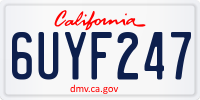CA license plate 6UYF247