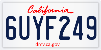 CA license plate 6UYF249